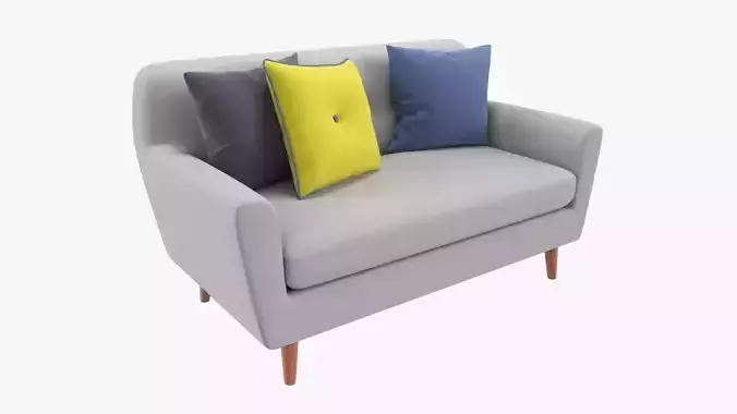 Modern 2-seat sofa with pillows 03