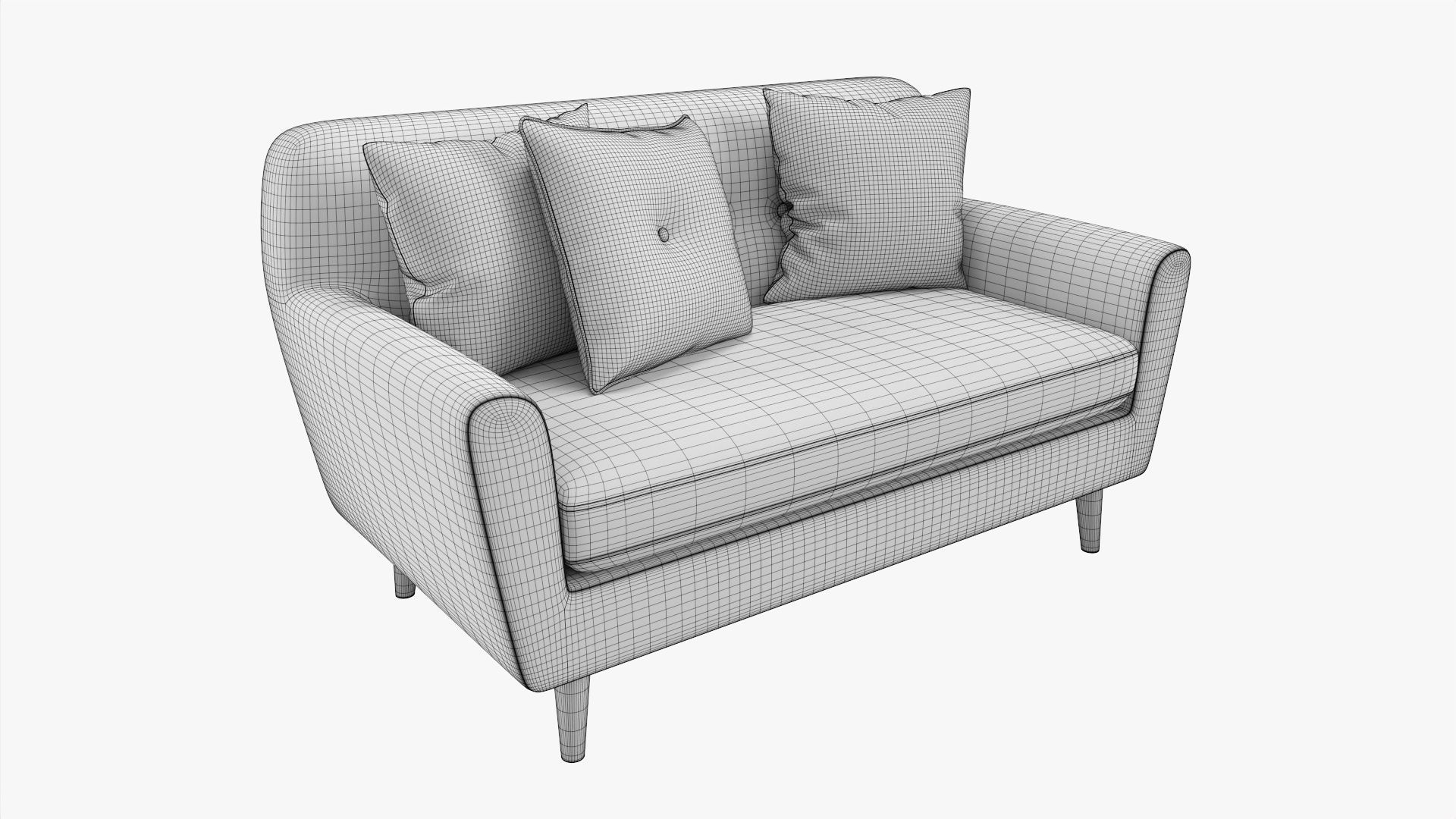 Modern 2-seat sofa with pillows 03 3D model_5
