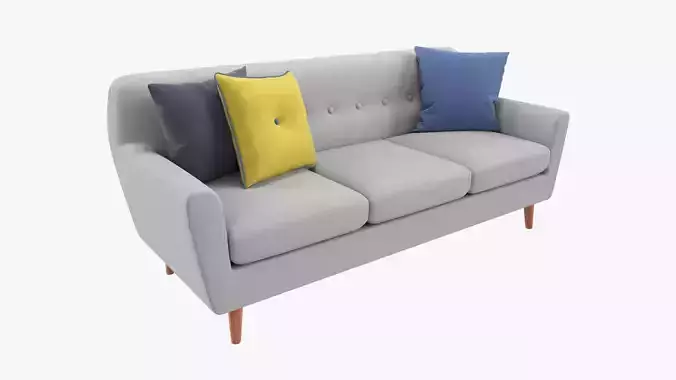 Modern 3-seat sofa with pillows 02