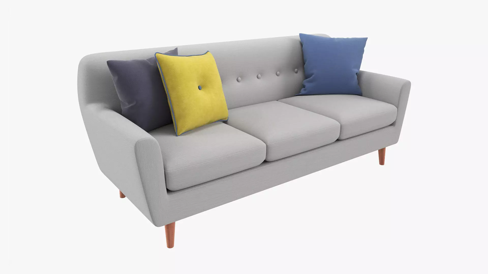Modern 3-seat sofa with pillows 02 3D model_0
