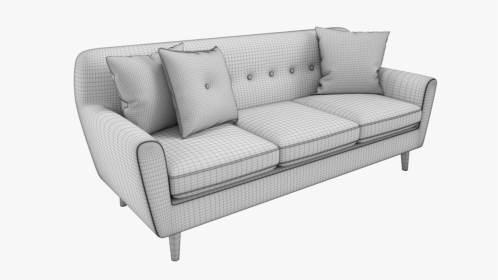 Modern 3-seat sofa with pillows 02 3D model_6
