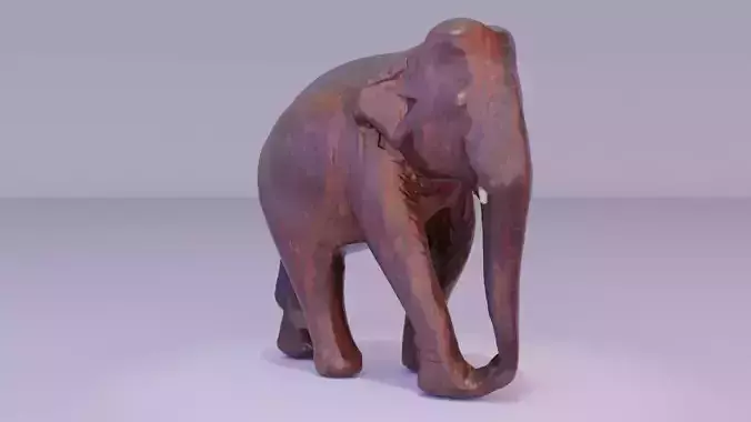 Elephant wood handmade sculpture 01 high-poly