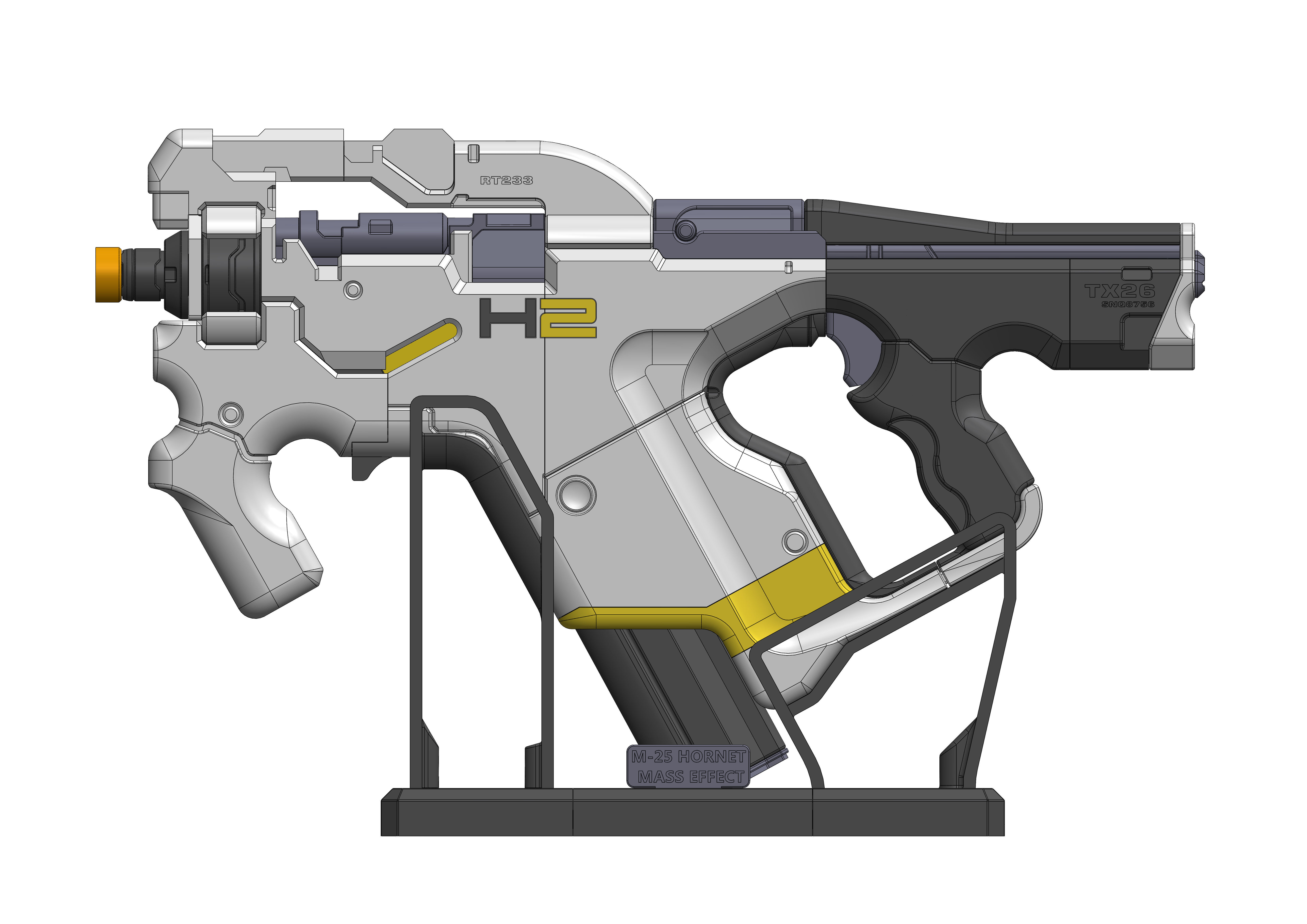 M-25 Hornet - Mass Effect - Printable 3d model - STL 3D print model_9