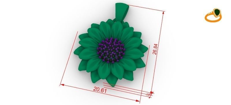 Sun Flower Pendant 3D print model_6
