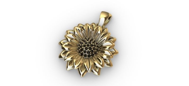 Sun Flower Pendant 3D print model_1