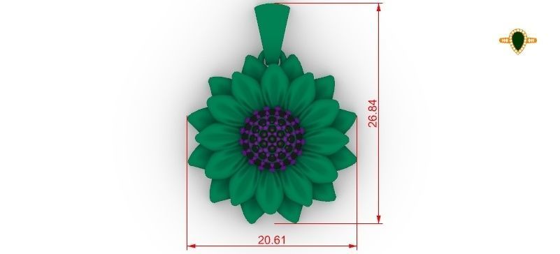 Sun Flower Pendant 3D print model_4