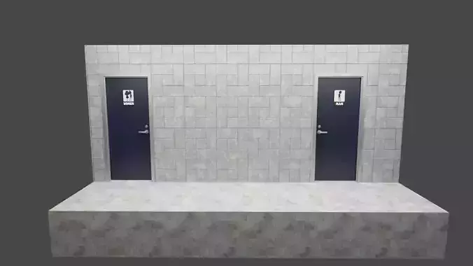 LOWPOLY AND PBR RESTROOM TOILLET 3D MODEL Low-poly 3D model