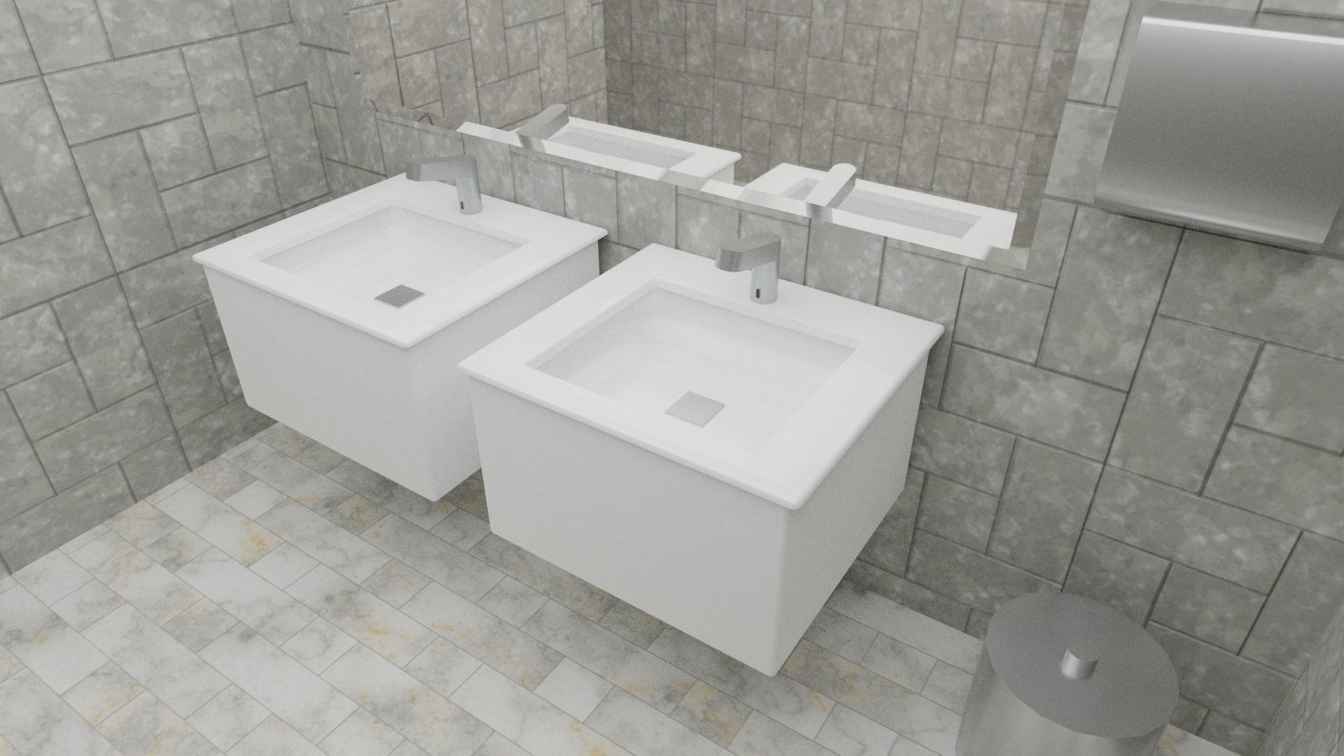 LOWPOLY AND PBR RESTROOM TOILLET 3D MODEL Low-poly 3D model_3