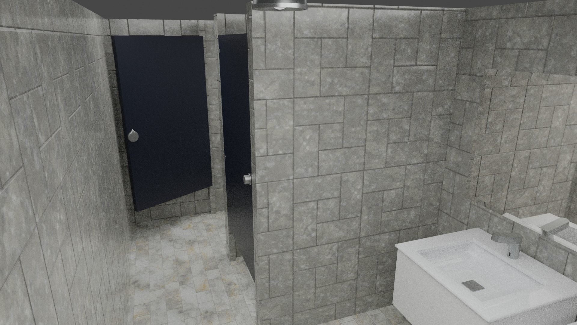 LOWPOLY AND PBR RESTROOM TOILLET 3D MODEL Low-poly 3D model_4