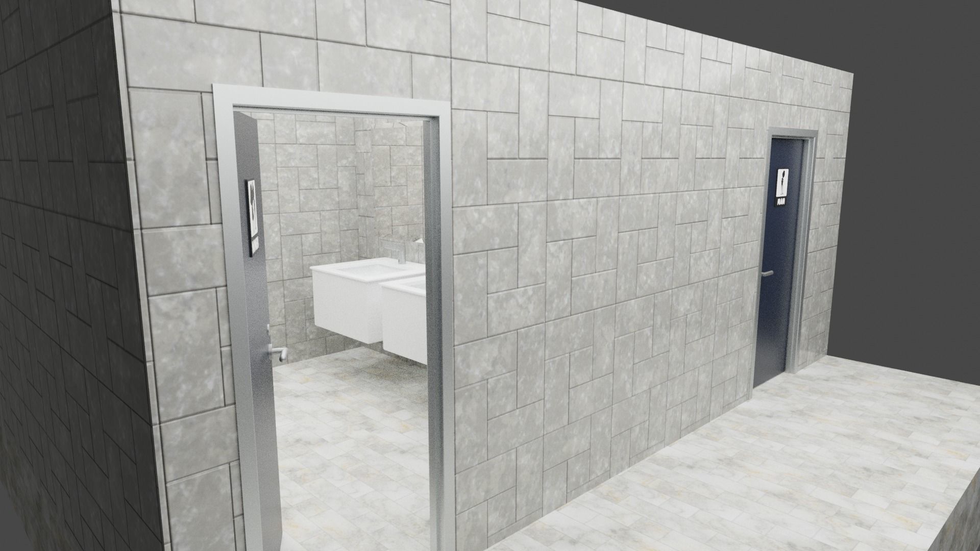 LOWPOLY AND PBR RESTROOM TOILLET 3D MODEL Low-poly 3D model_2