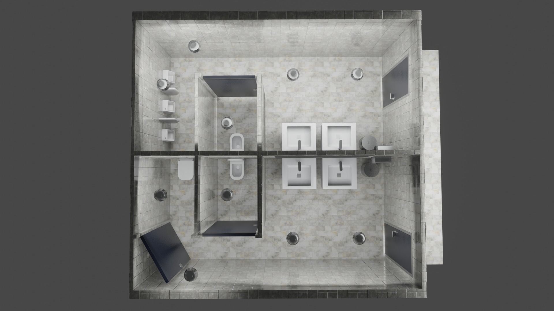 LOWPOLY AND PBR RESTROOM TOILLET 3D MODEL Low-poly 3D model_1