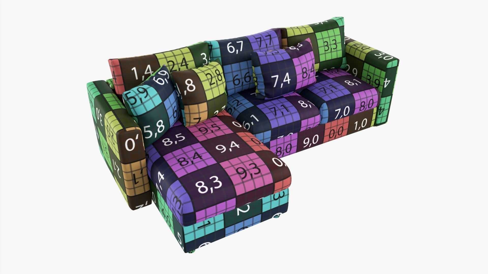 Modern sofa with chaise longue 3D model_7