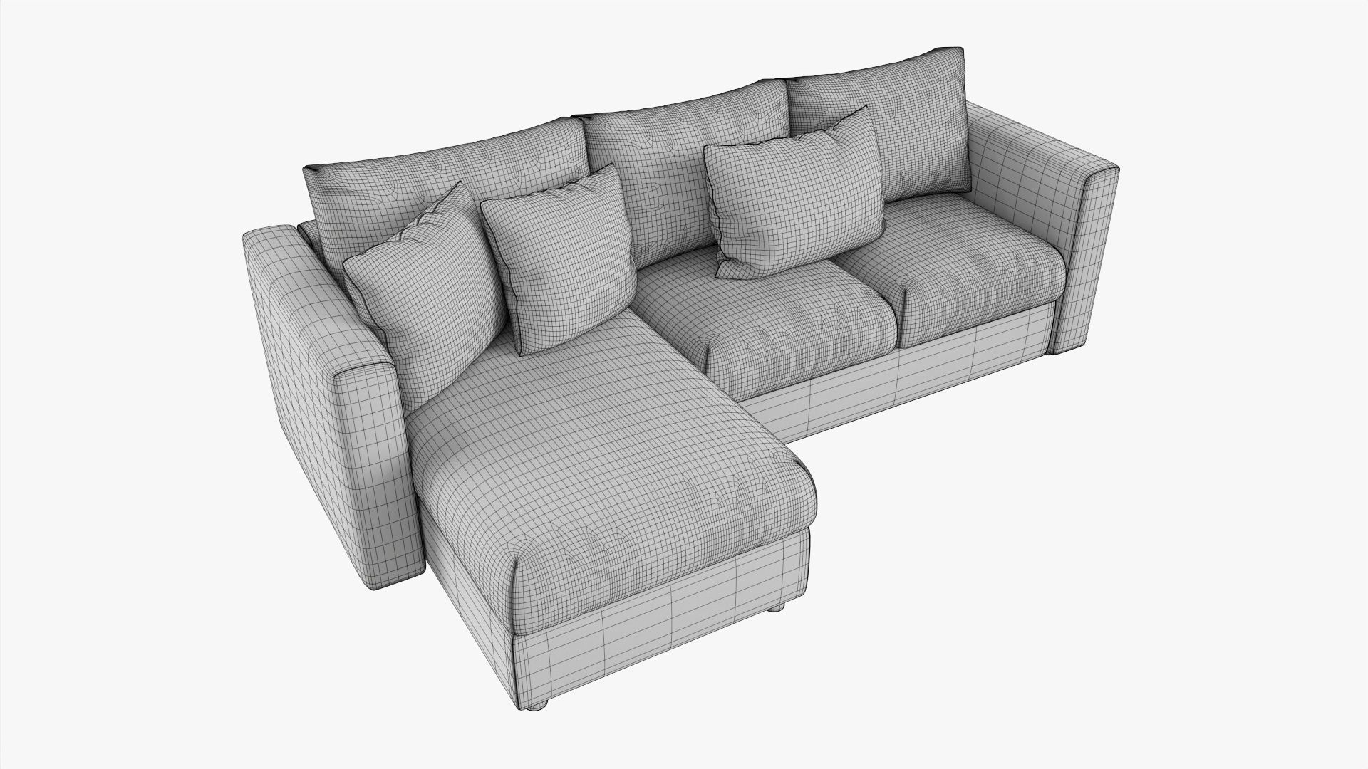 Modern sofa with chaise longue 3D model_6
