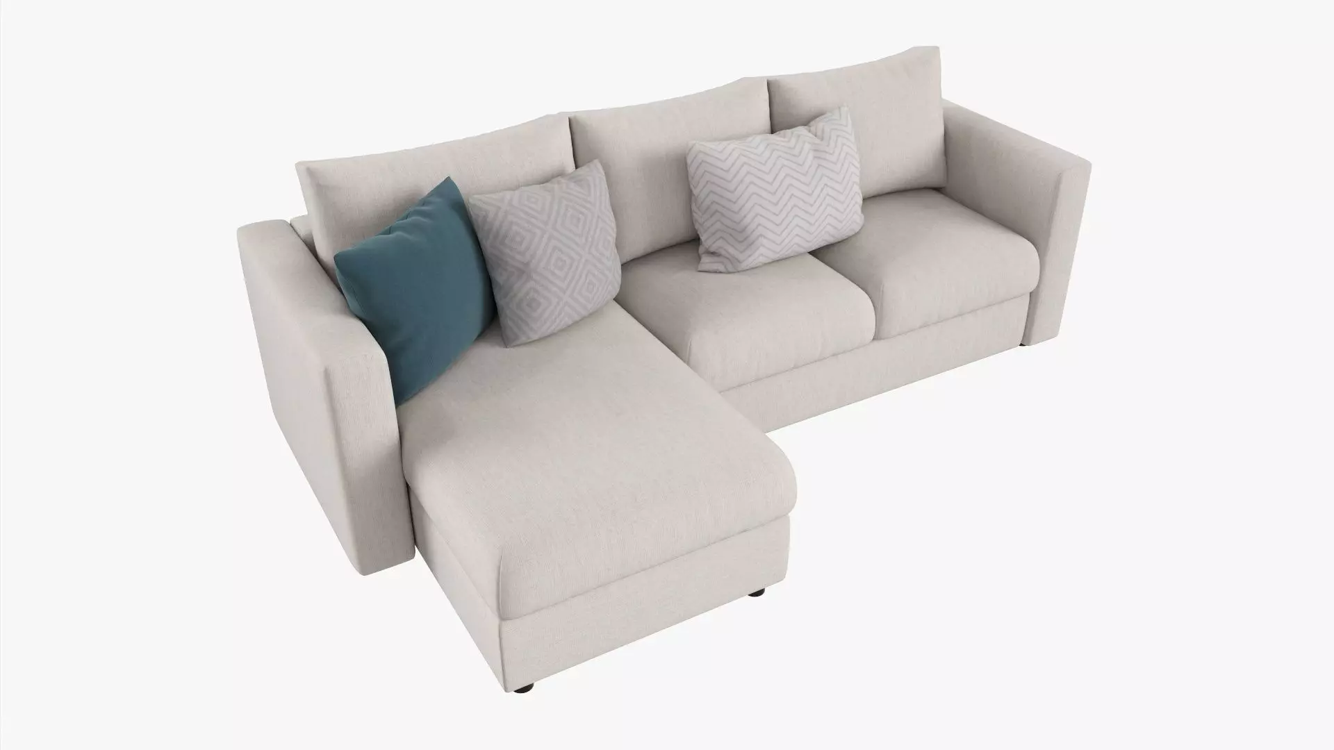 Modern sofa with chaise longue 3D model_0