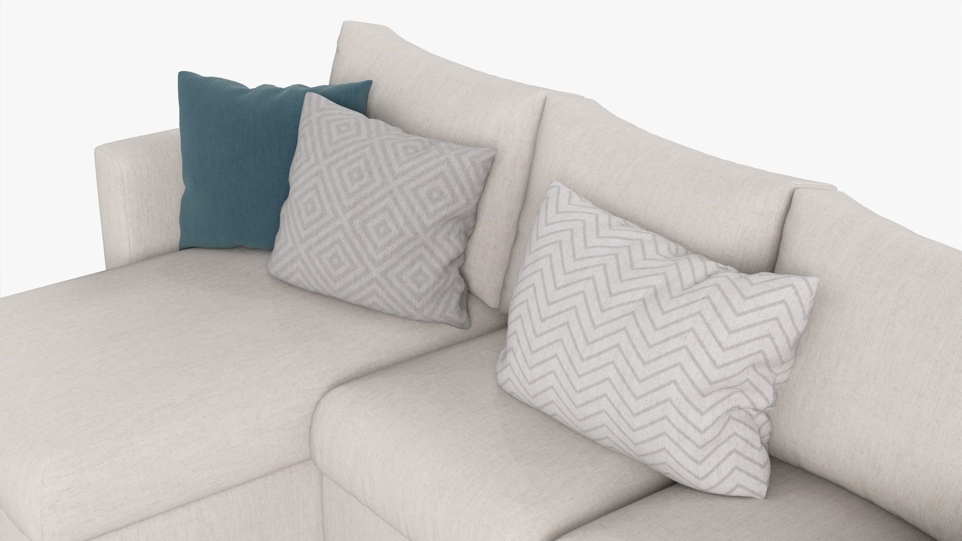 Modern sofa with chaise longue 3D model_3