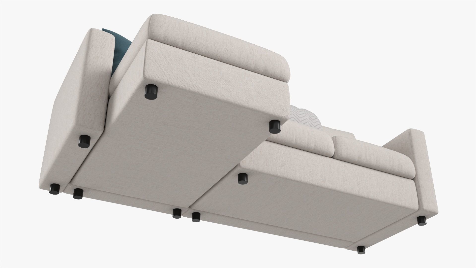 Modern sofa with chaise longue 3D model_2