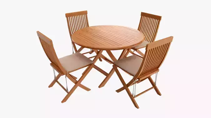 Outdoor wooden table with 4 chairs