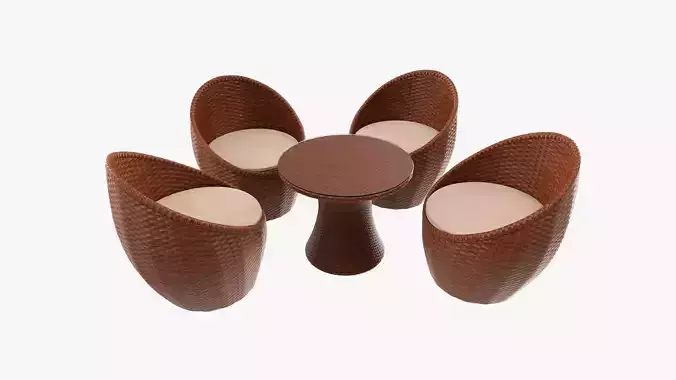 Rattan four chair and table set 01