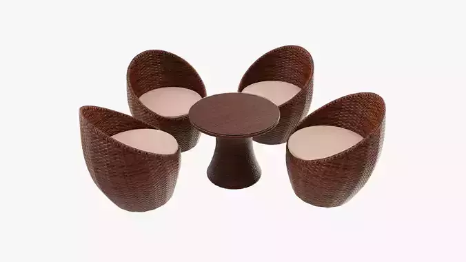 Rattan four chair and table set 02
