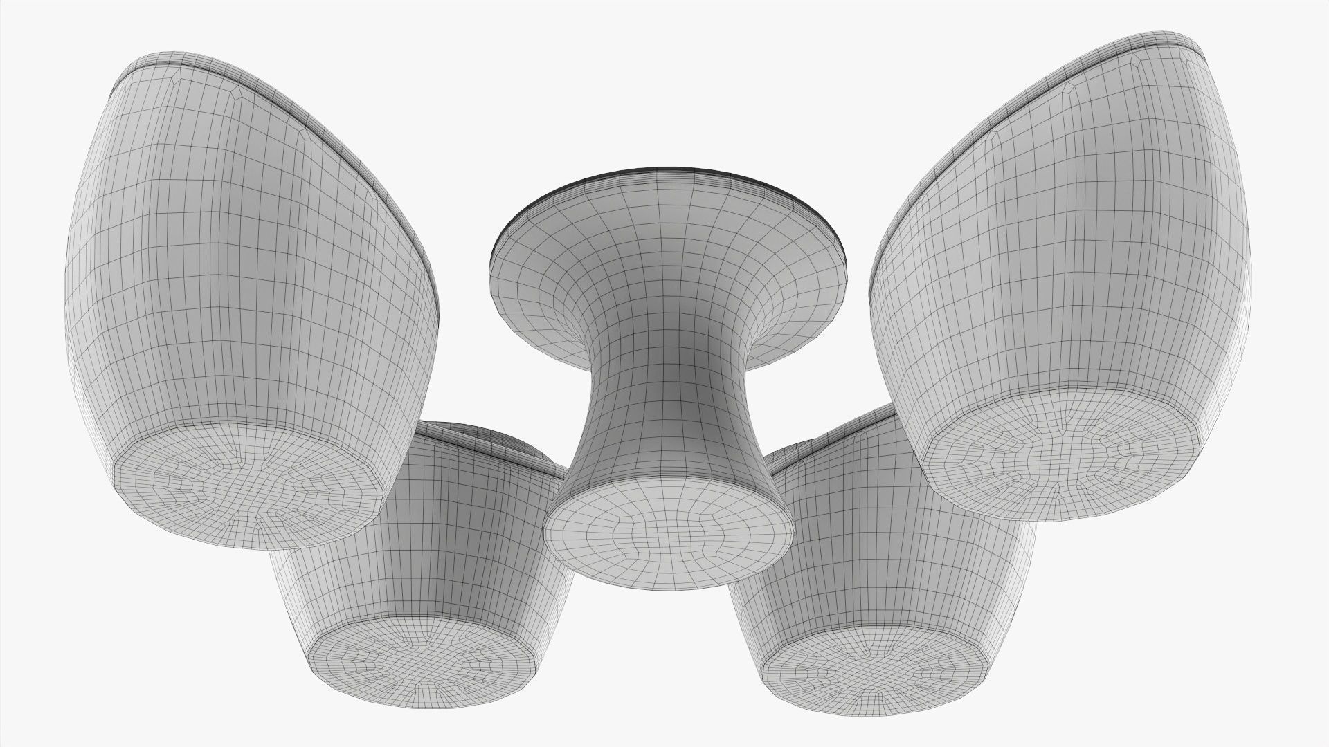 Rattan four chair and table set 02 3D model_8