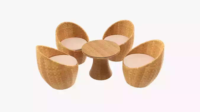 Rattan four chair and table set 03