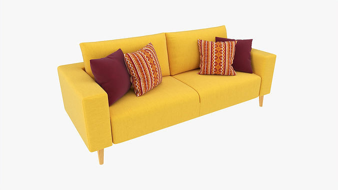 Scandinavian sofa with pillows 3D model
