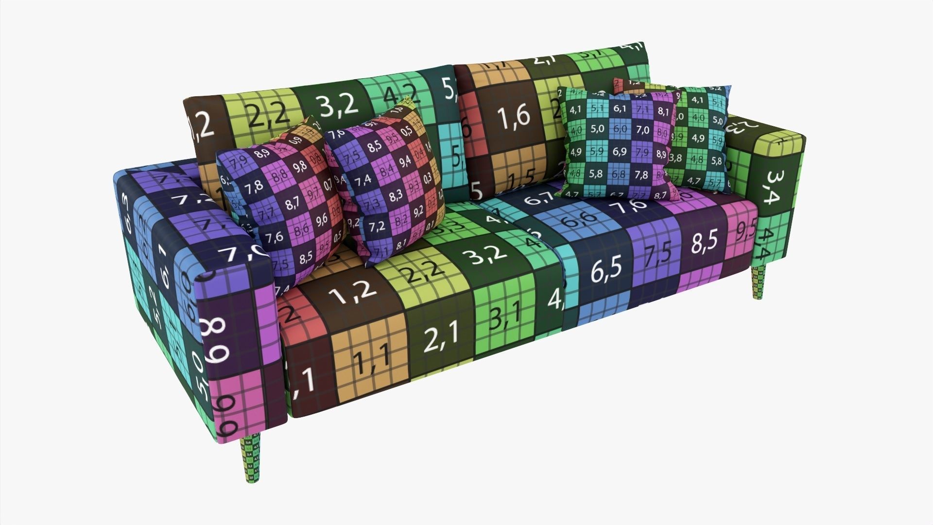 Scandinavian sofa with pillows 3D model_10