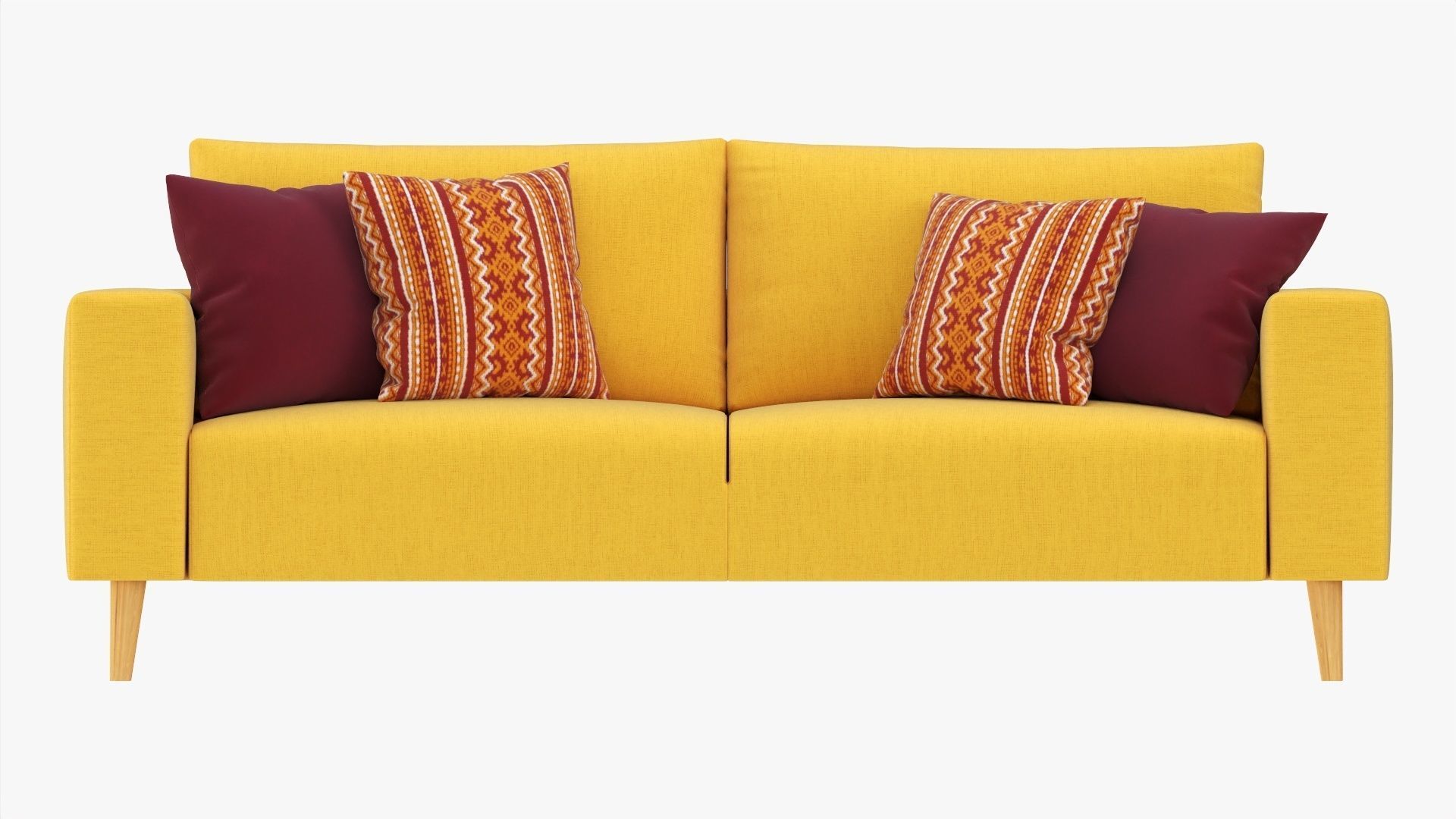 Scandinavian sofa with pillows 3D model_6