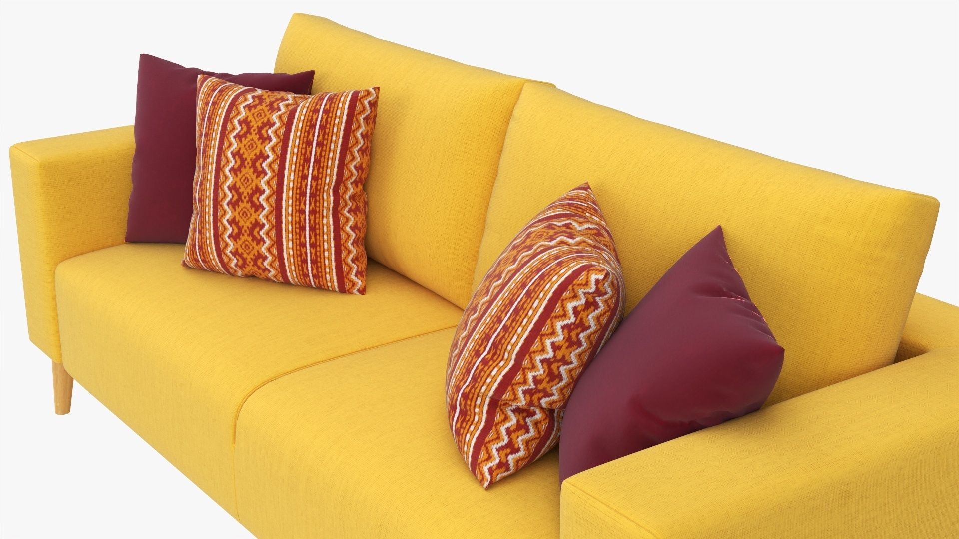 Scandinavian sofa with pillows 3D model_5
