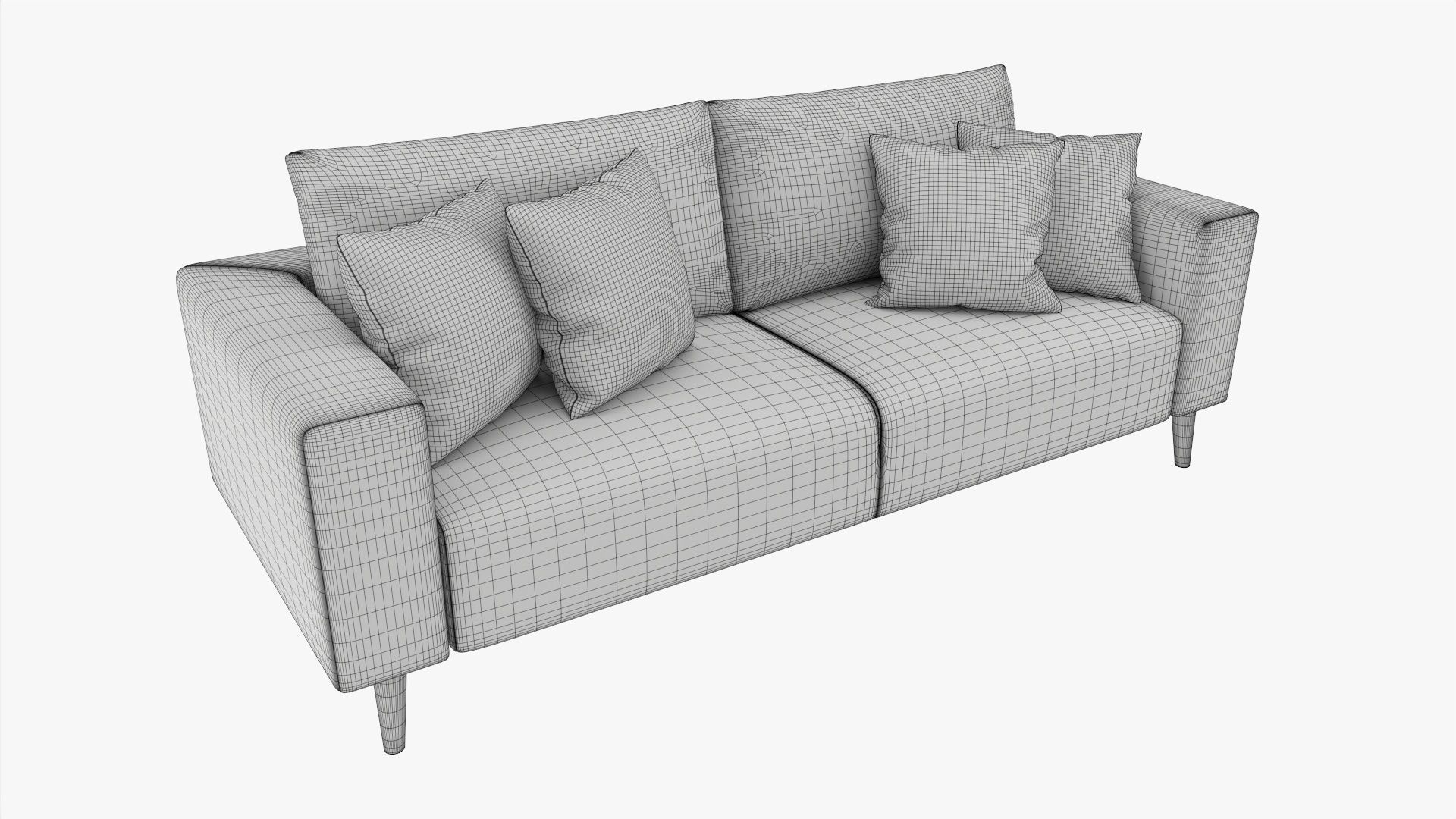 Scandinavian sofa with pillows 3D model_9