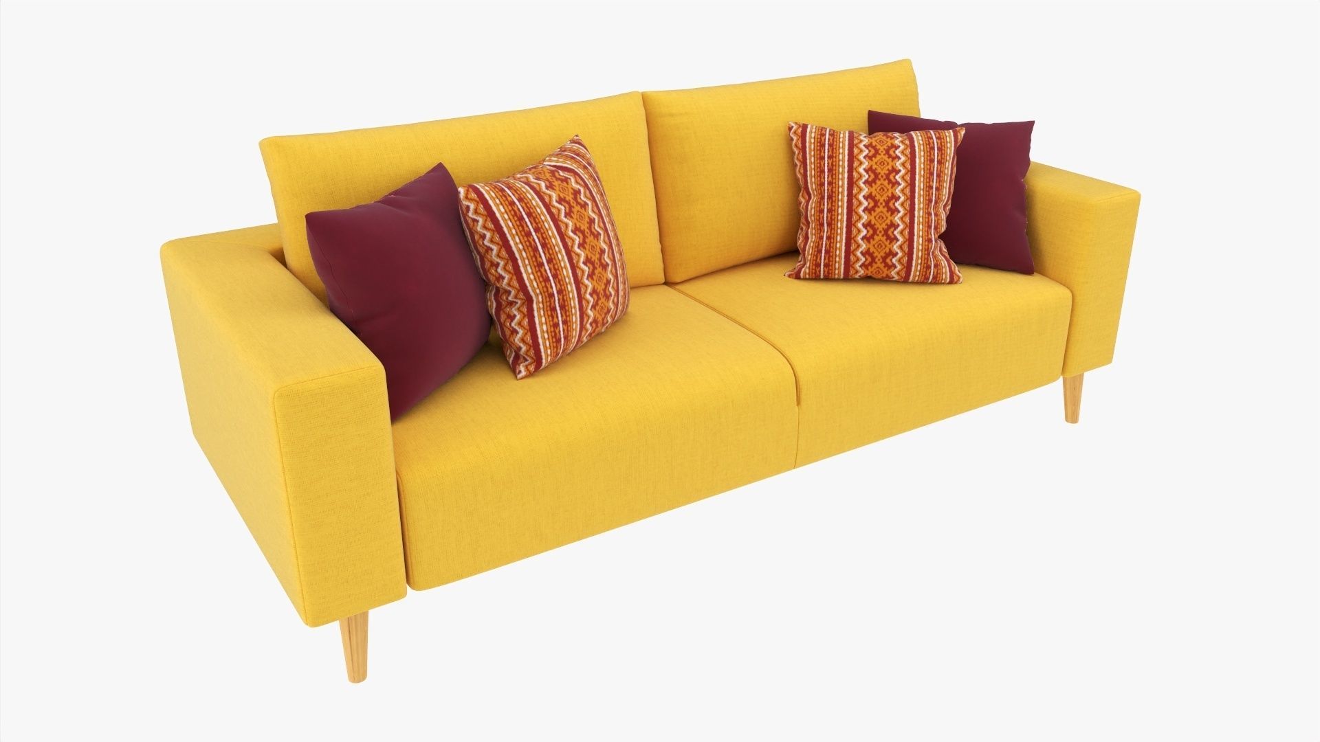 Scandinavian sofa with pillows 3D model_1