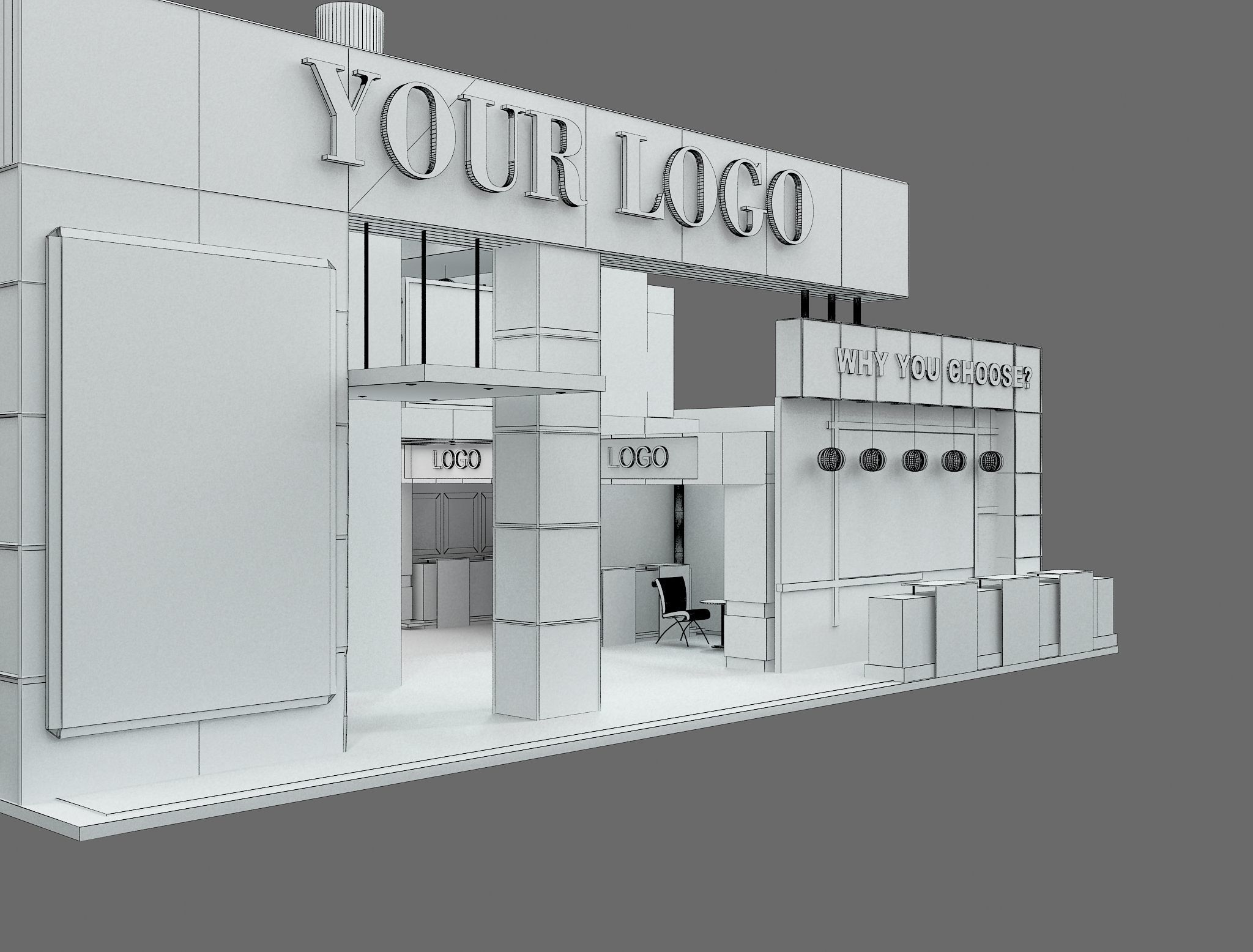 Booth Exhibition Stand a583a 3D model_17