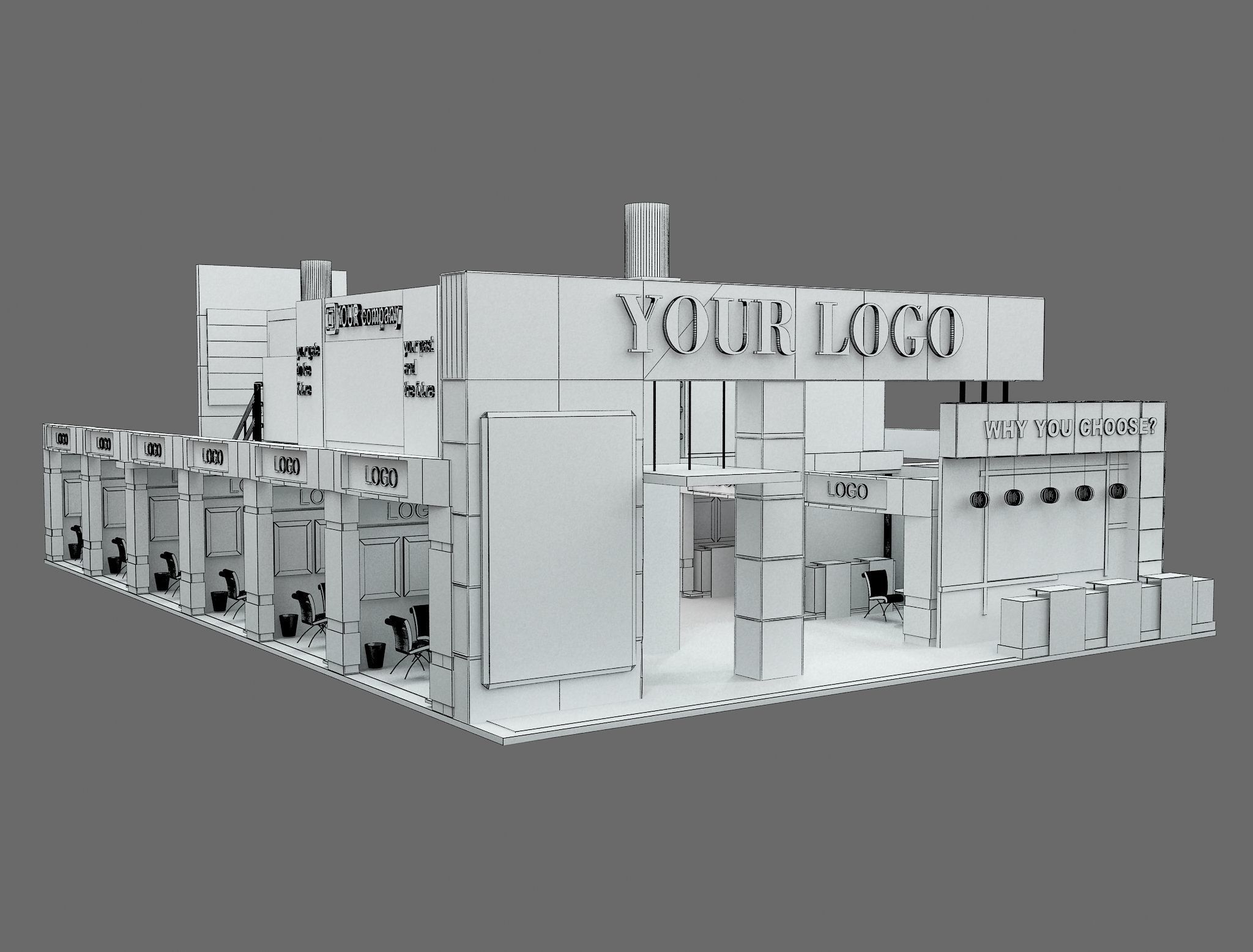 Booth Exhibition Stand a583a 3D model_27