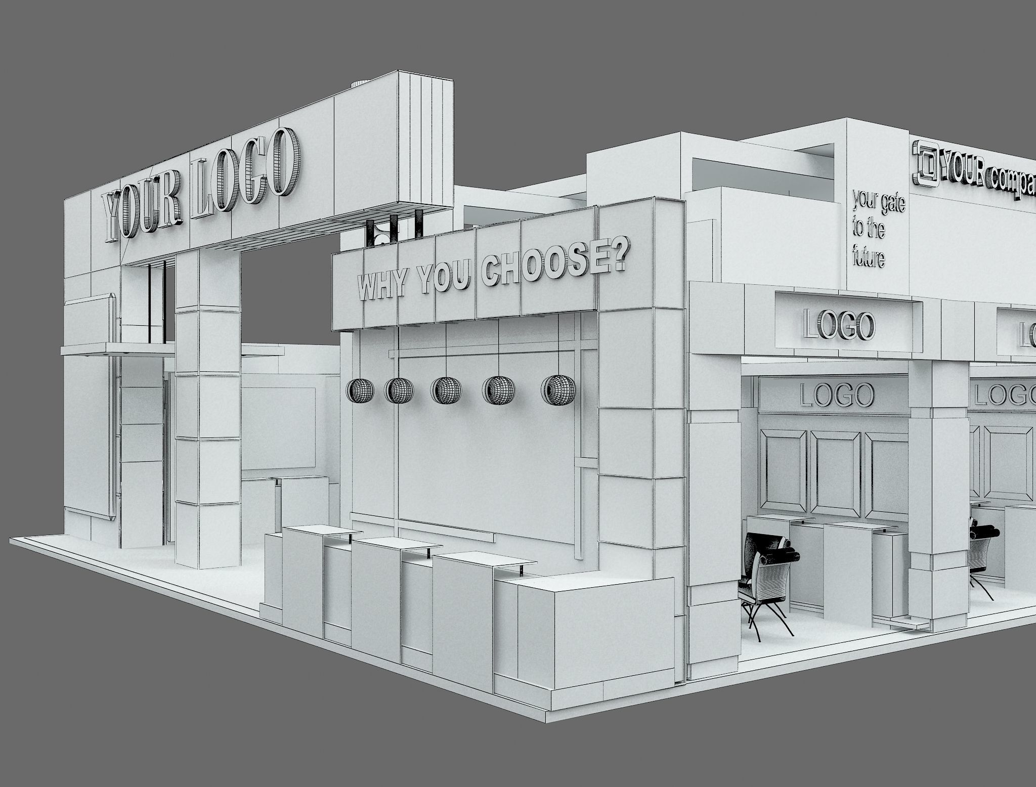 Booth Exhibition Stand a583a 3D model_9