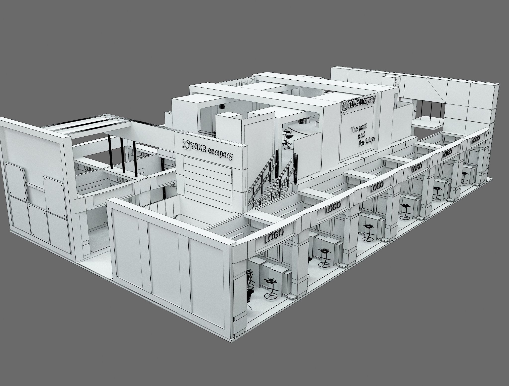 Booth Exhibition Stand a583B 3D model_27