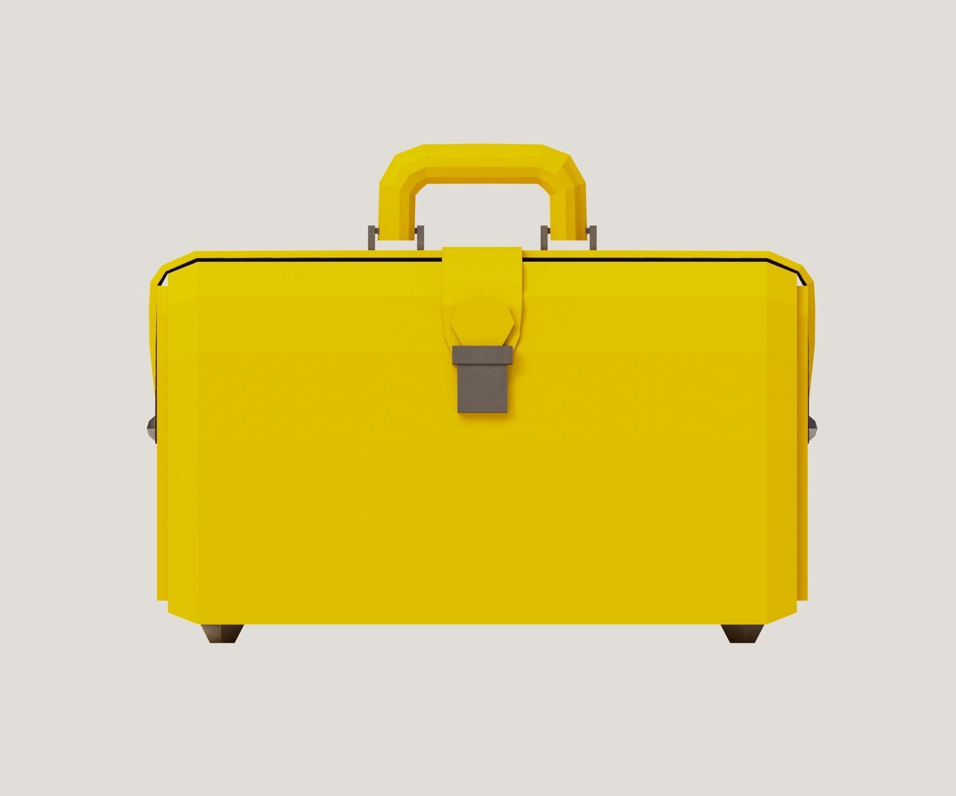 Yellow valise Low-poly 3D model_1