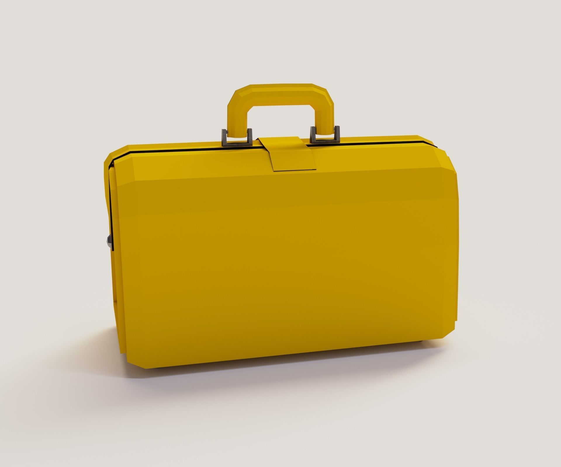 Yellow valise Low-poly 3D model_4