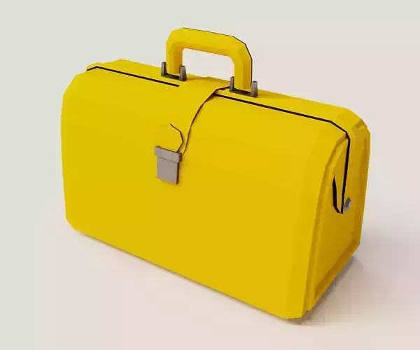 Yellow valise Low-poly 3D model