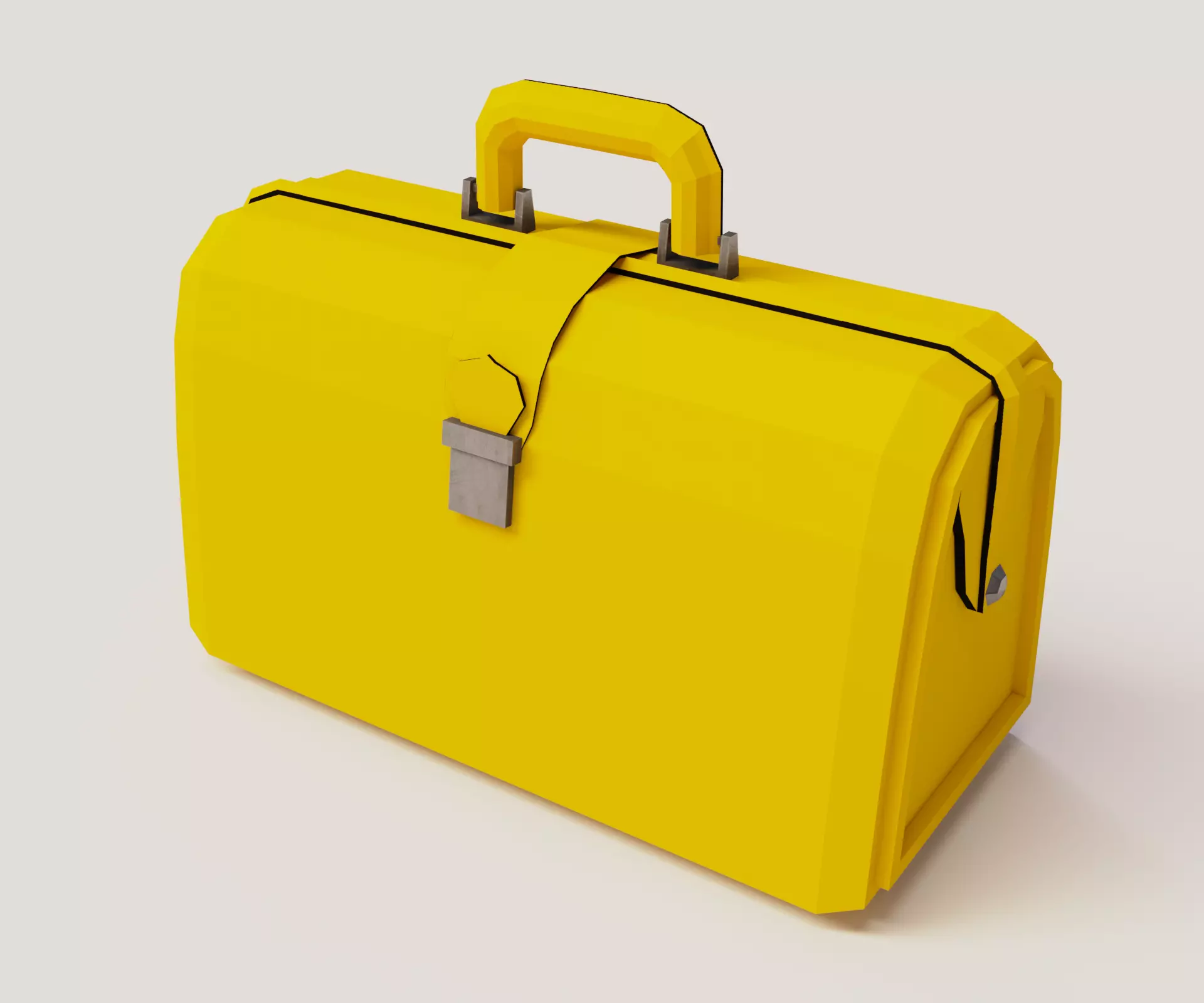 Yellow valise Low-poly 3D model_0