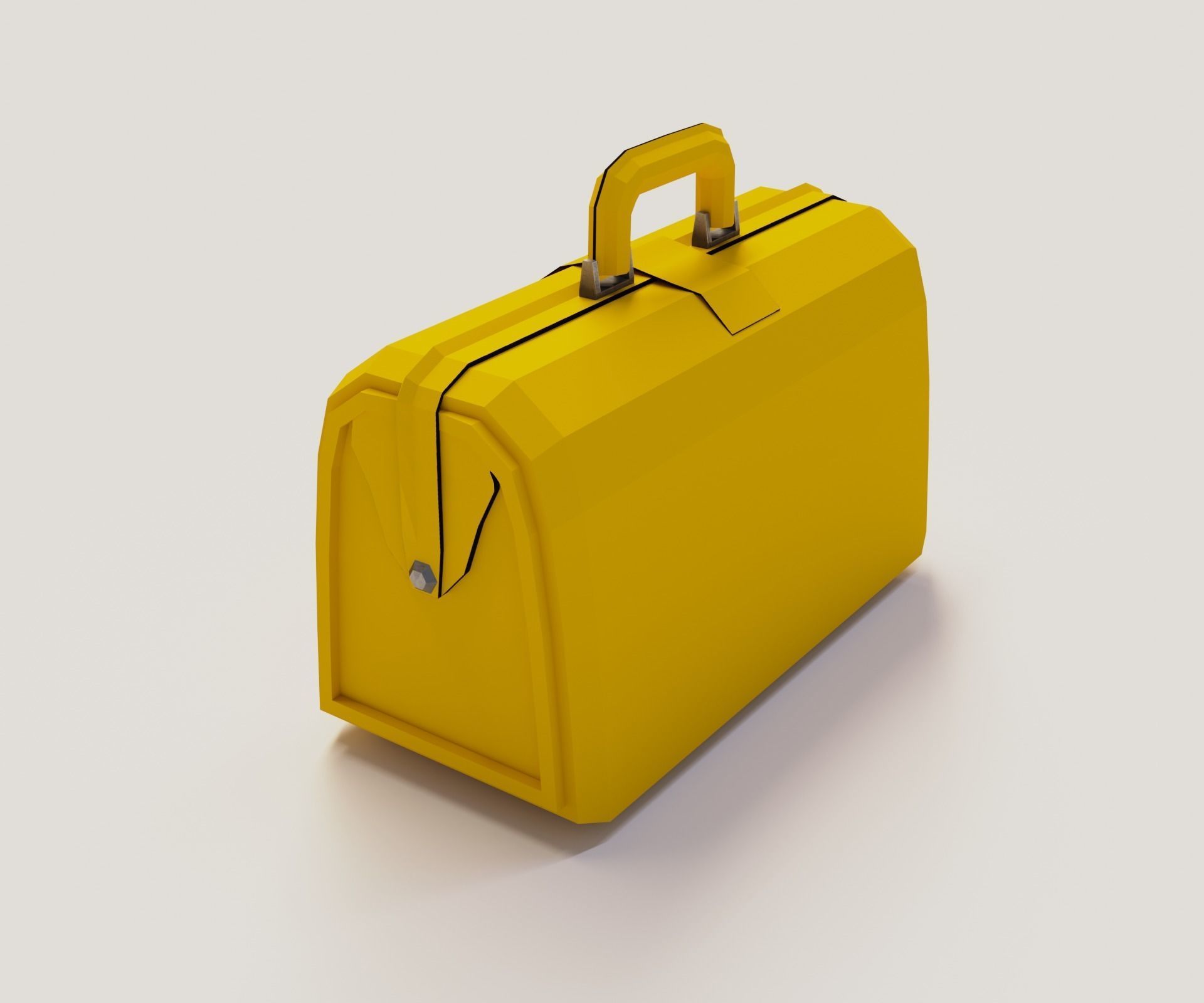 Yellow valise Low-poly 3D model_3