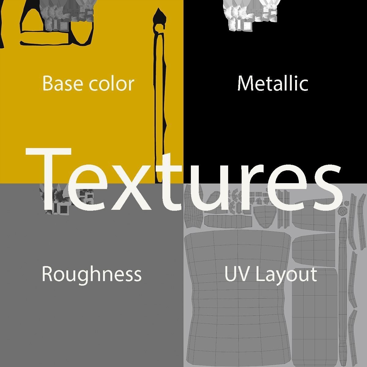 Yellow valise Low-poly 3D model_10