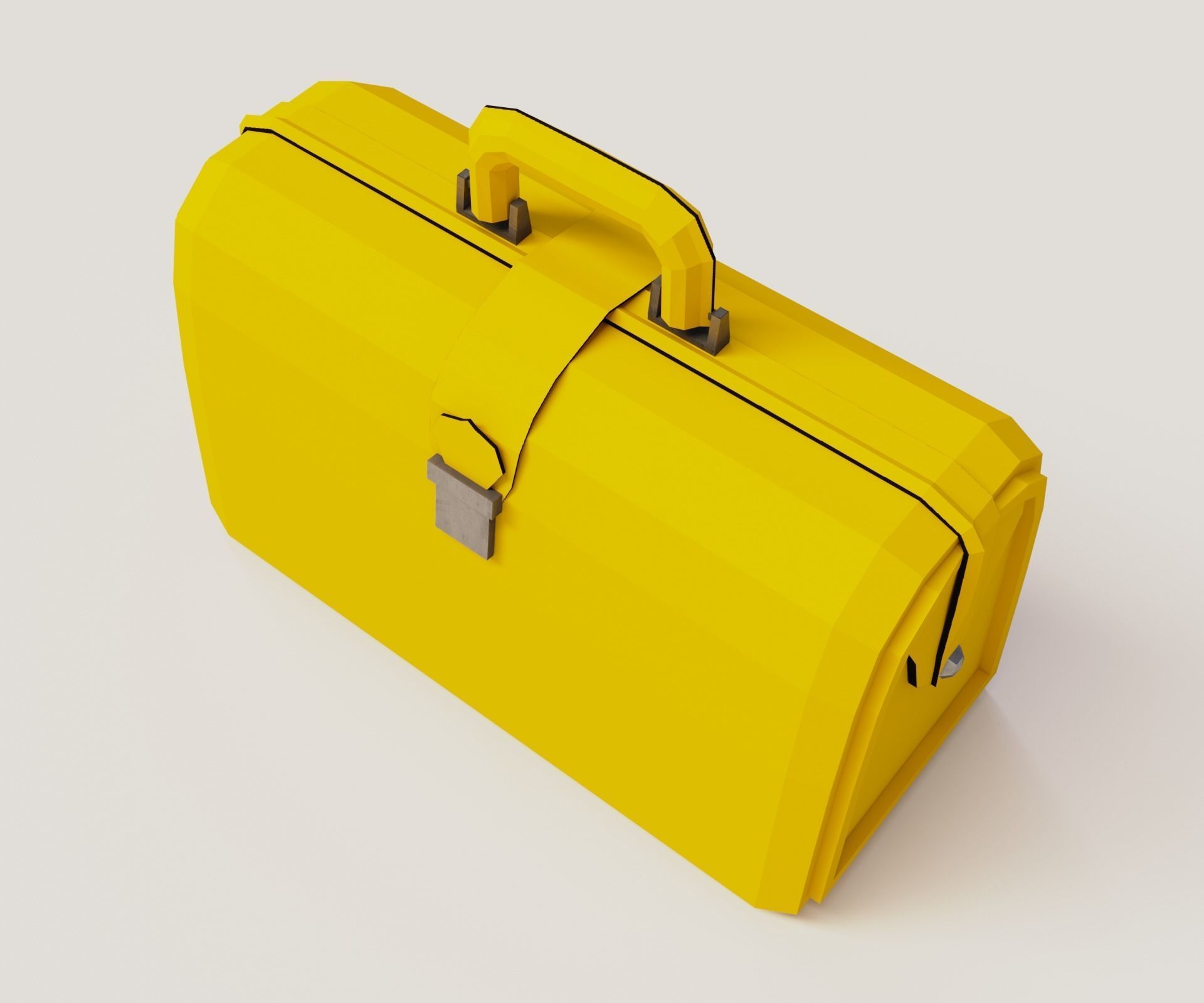 Yellow valise Low-poly 3D model_6