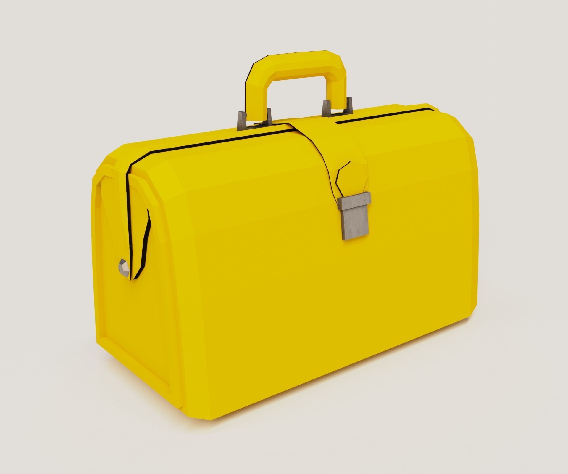 Yellow valise Low-poly 3D model_5