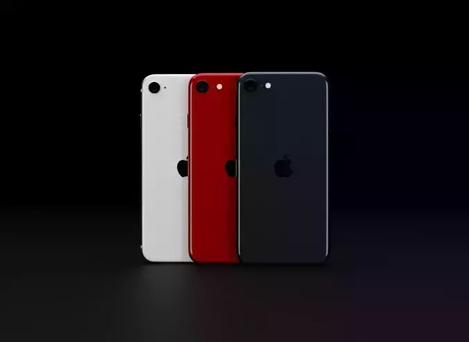 Apple iPhone SE 2022 in all Official Colors Low-poly 3D model