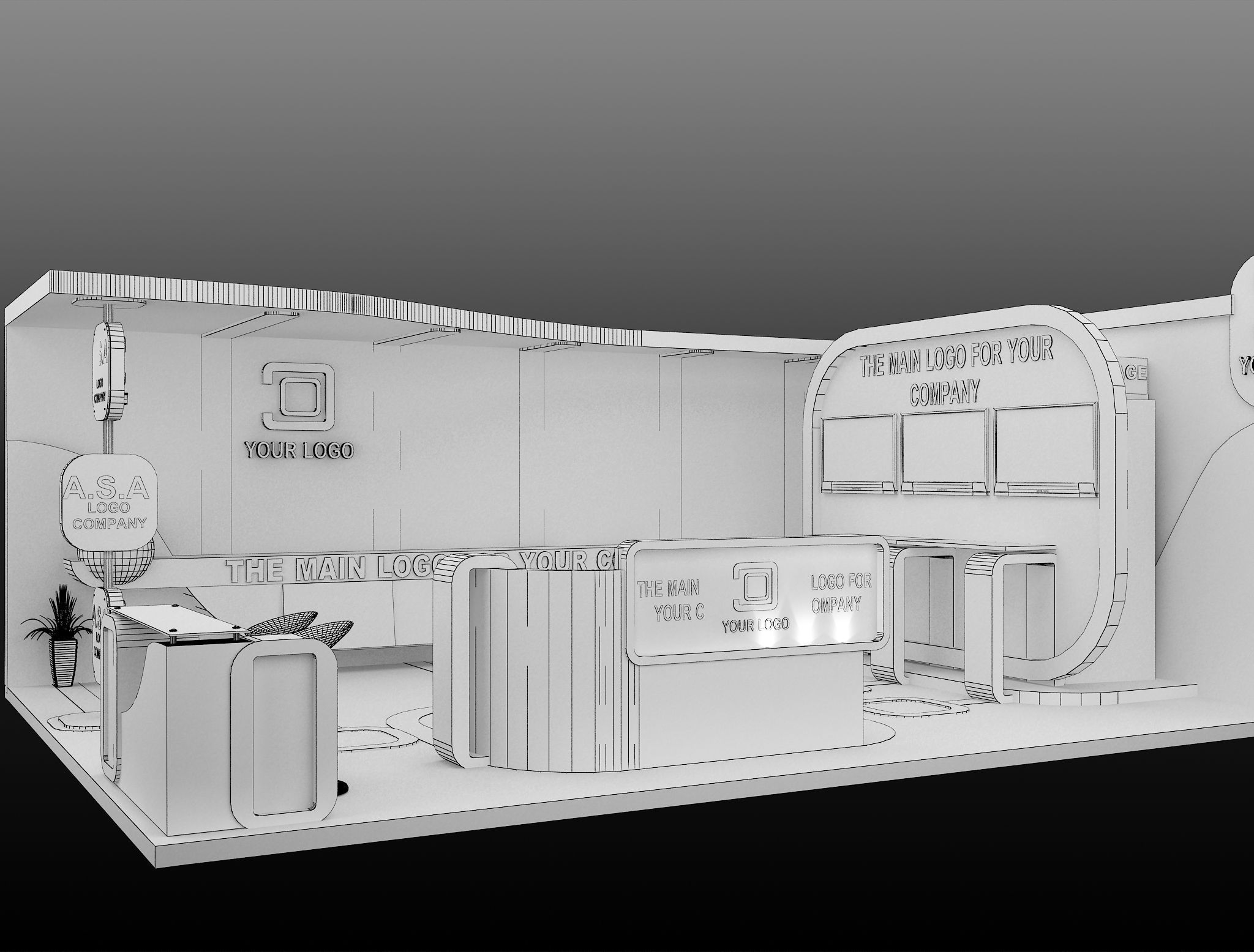 Booth Exhibition Stand a587b 3D model_3