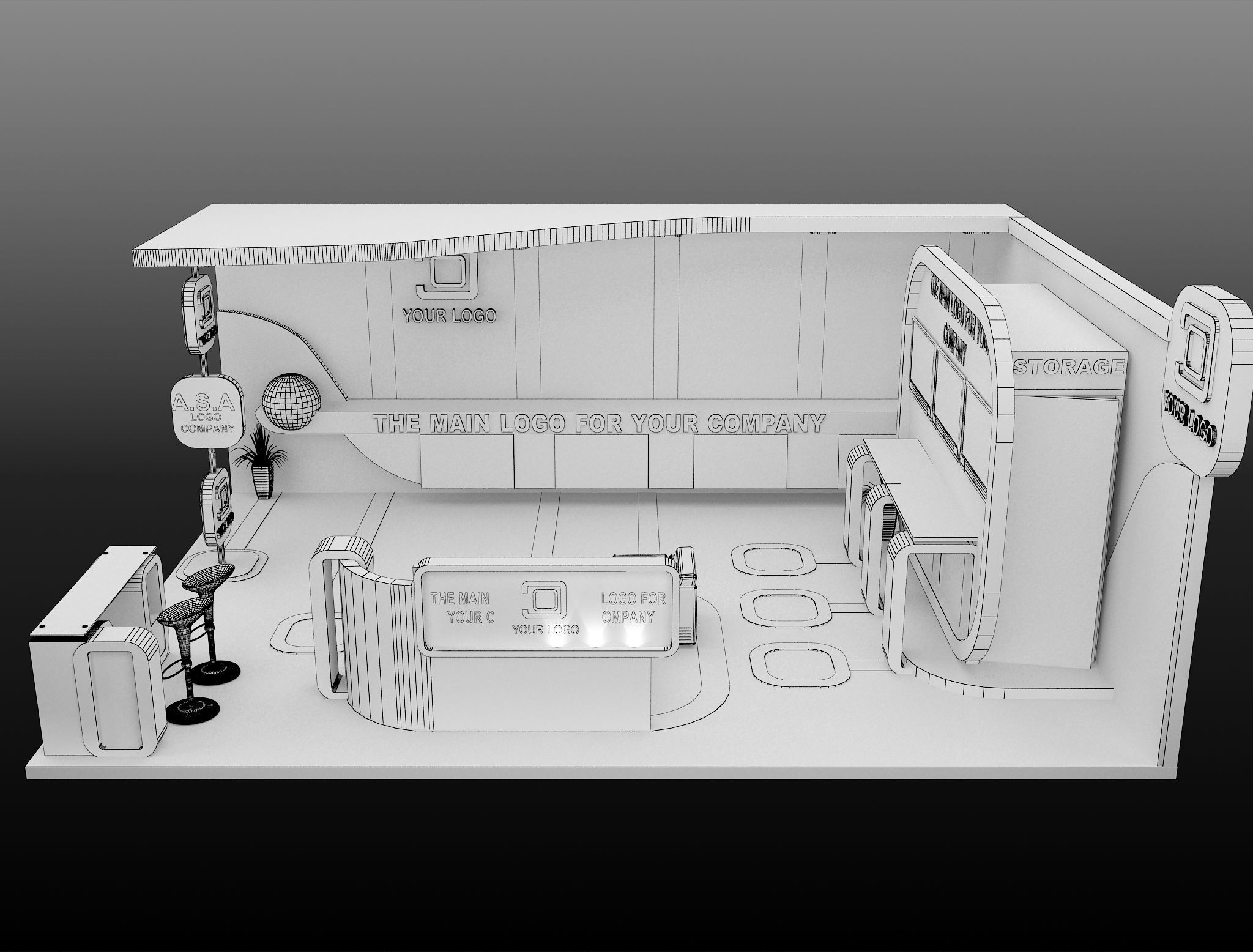 Booth Exhibition Stand a587b 3D model_5