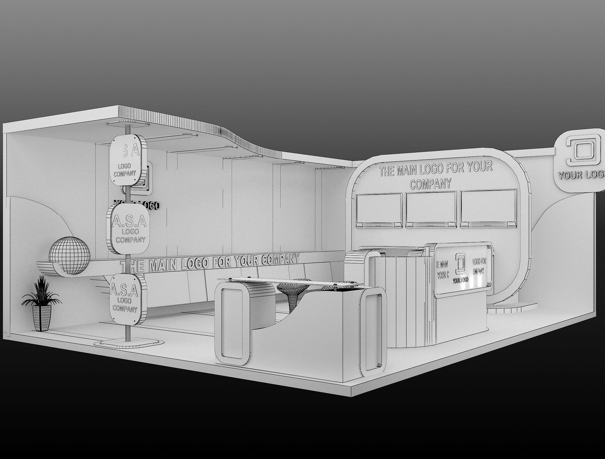 Booth Exhibition Stand a587b 3D model_1