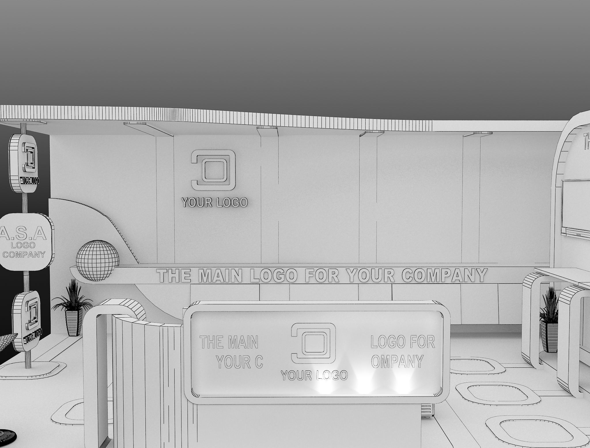 Booth Exhibition Stand a587b 3D model_7