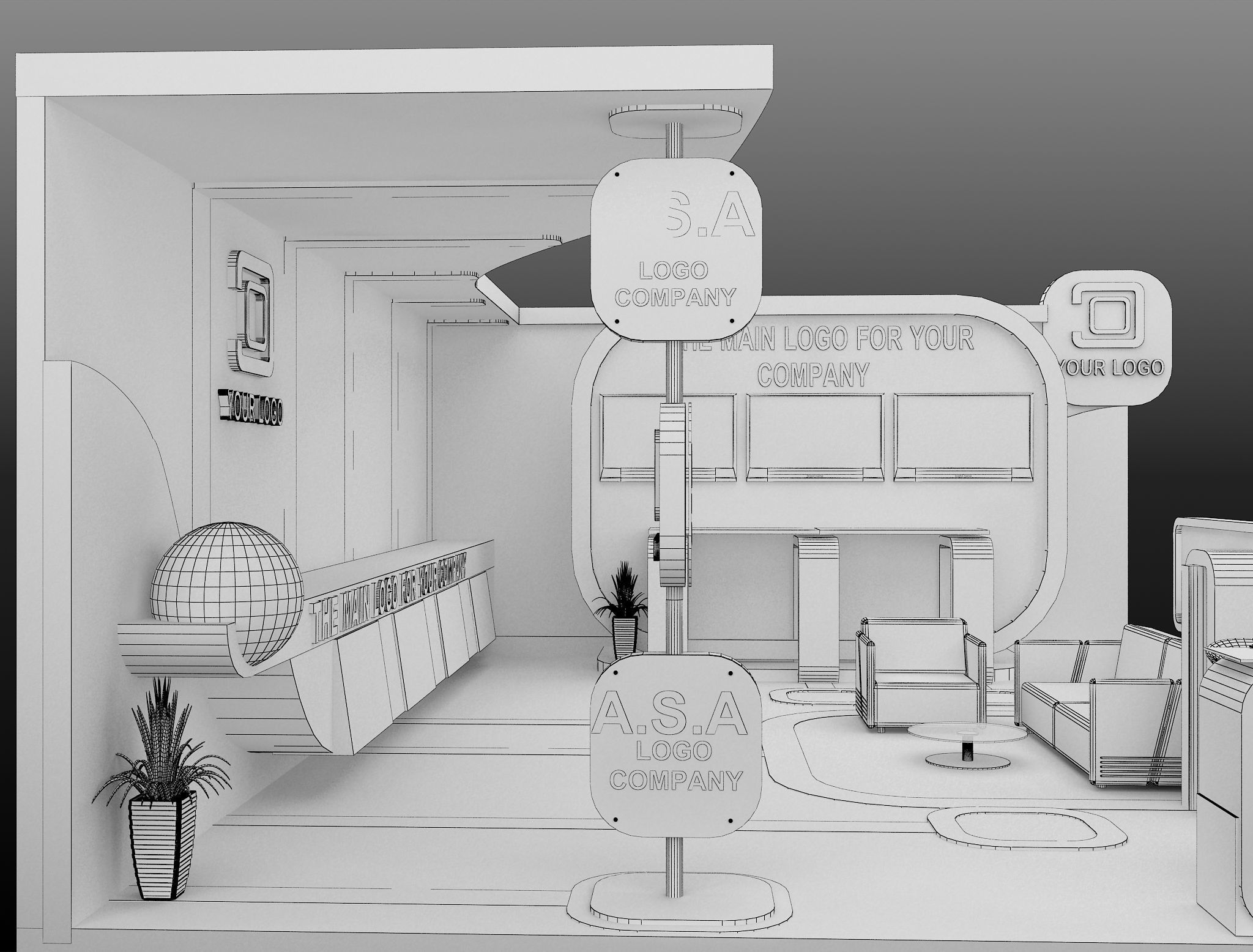 Booth Exhibition Stand a587b 3D model_11