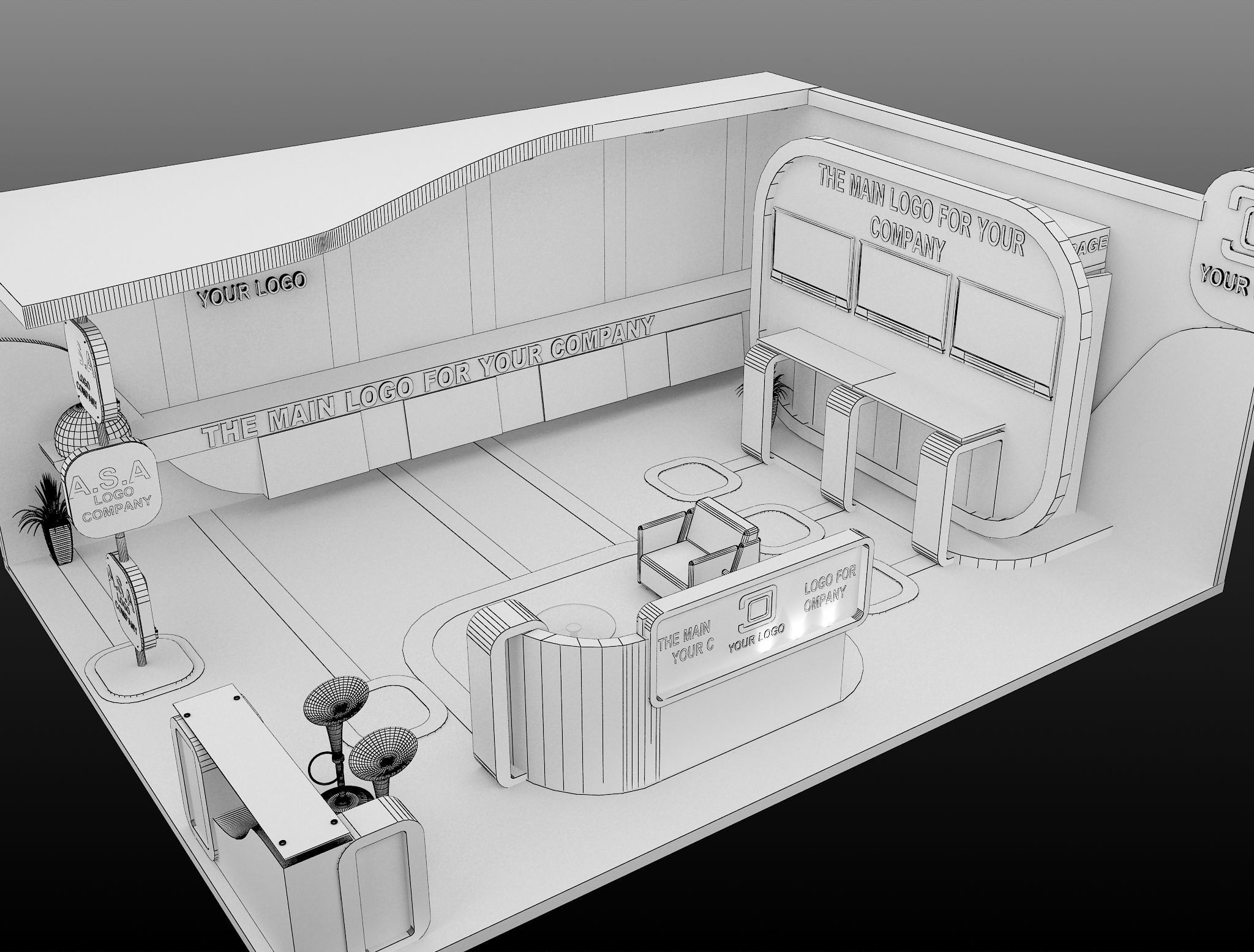 Booth Exhibition Stand a587b 3D model_13